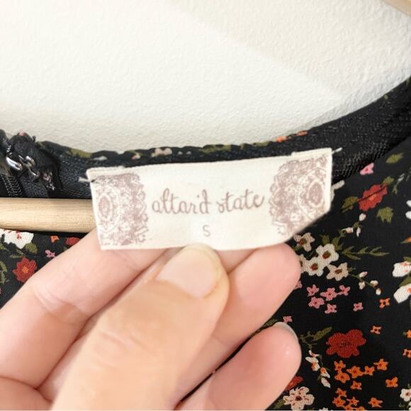 Altard State Long Sleeve Mini Dress Black with Floral Print Women’s size S - Picture 5 of 9